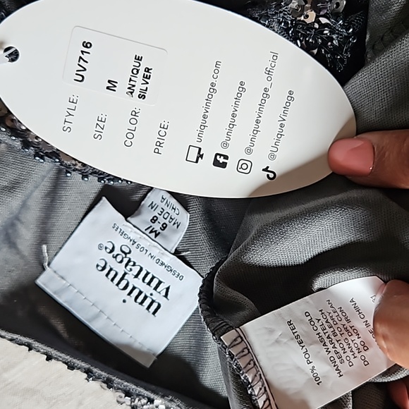 Gray silver 1920s beaded sequins cocktail mini dress size medium 6-8 - Picture 14 of 14